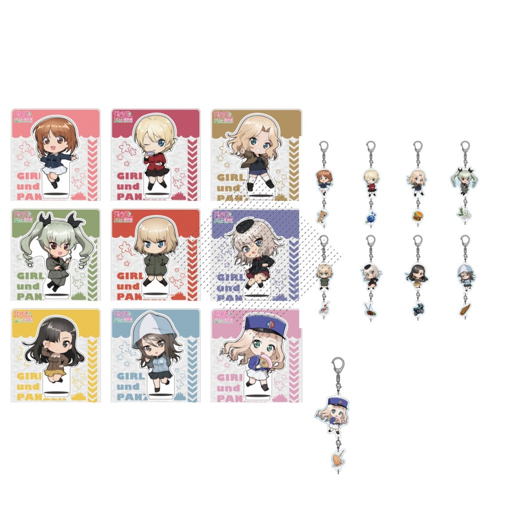 GIRLS und PANZER Q Phiên bản Acrylic Đứng Móc khóa – Nishizumi Miho & Takebe Saori Anime Fanmade Merch Collectible