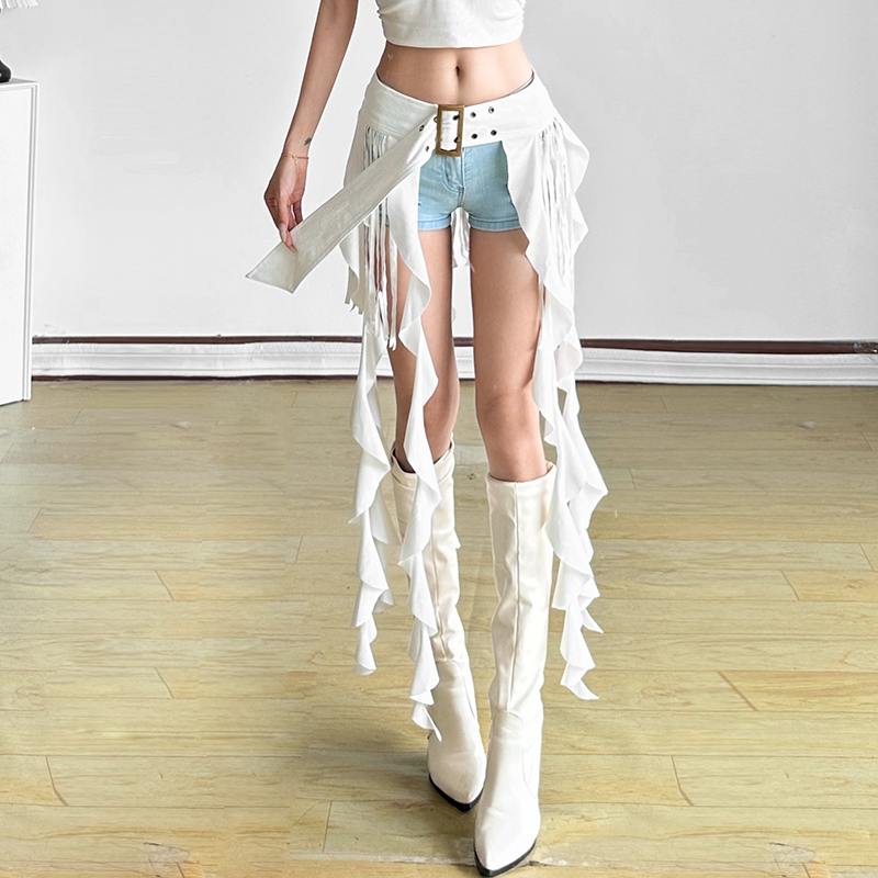 Cutenew Chắc Chắn Ruched Váy Không Đều Ruy Băng Skinny Cá Tính Niche Hot Chick Thời Trang Không Khí Phong Cách Nóng Mới
