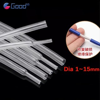 1Meter Ống co nhiệt Tường siêu mỏng 1 ~ 15mm 2: 1 Dây tai nghe co nhiệt linh hoạt Dây cáp âm thanh Vỏ bọc bọc