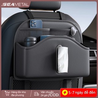 SEAMETAL PU Da Ghế Ô Tô Treo Sau Túi Bảo Quản Đa Năng Tựa Lưng Người Tổ Chức Có Hộp Đựng Khăn Giấy
