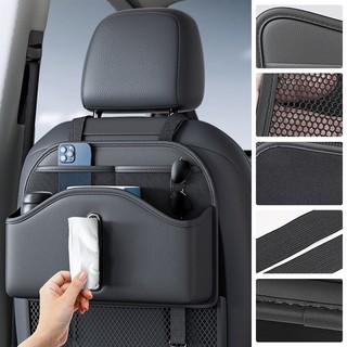 SEAMETAL PU Da Ghế Ô Tô Treo Sau Túi Bảo Quản Đa Năng Tựa Lưng Người Tổ Chức Có Hộp Đựng Khăn Giấy