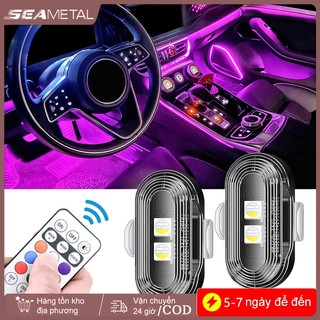 Đèn cảnh báo xe máy SEAMETAL Đèn báo nhấp nháy 7 màu Điều khiển từ xa RGB LED Đèn không dây có thể sạc lại