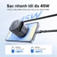 Bộ sạc GaN UGREEN 45W USB-C * 2 / USB-A * 1 / 3 cổng Sạc nhanh Nexode GaN với cáp USB C có thể thu vào 70cm