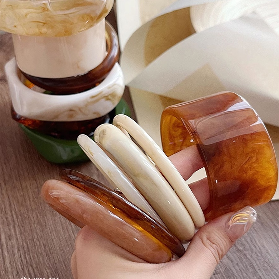 [Jewbeauty] Vòng tay mở tròn nhựa nhòe thời trang retro cá tính - Phụ kiện tay