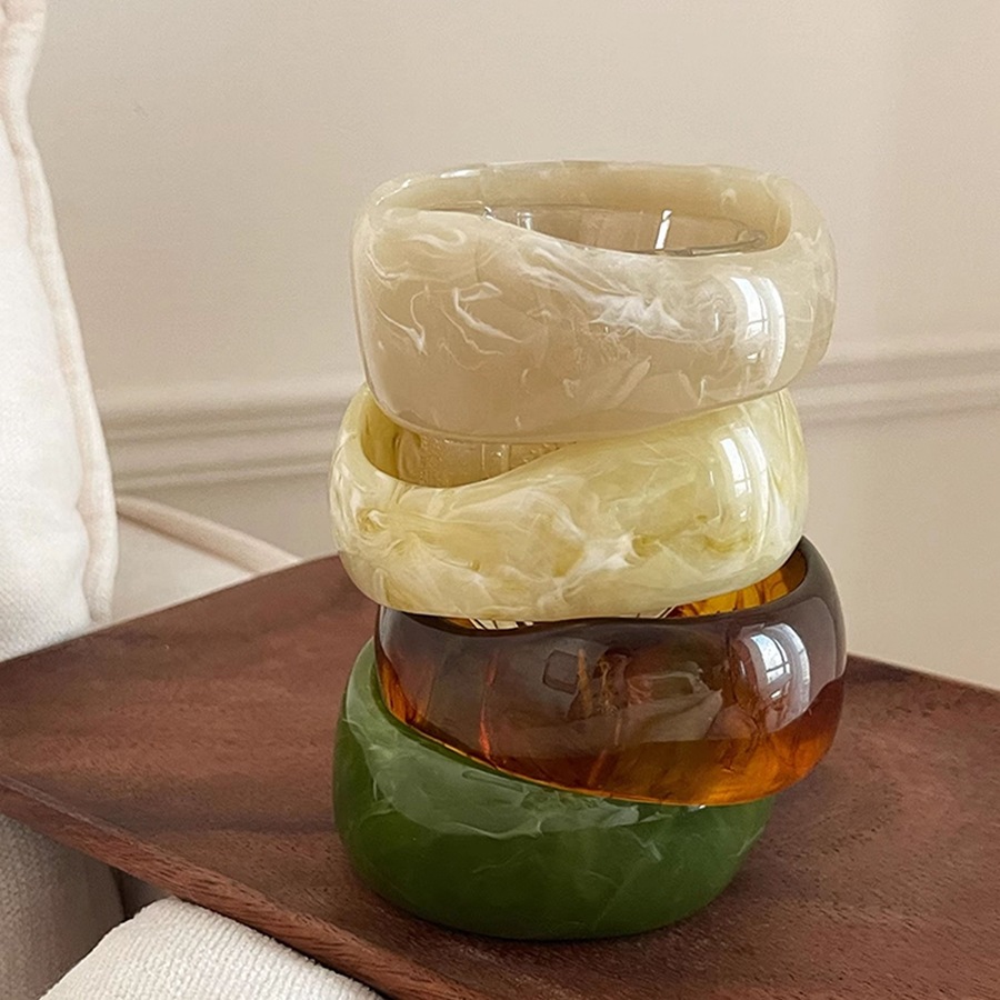 [Jewbeauty] Vòng tay mở tròn nhựa nhòe thời trang retro cá tính - Phụ kiện tay
