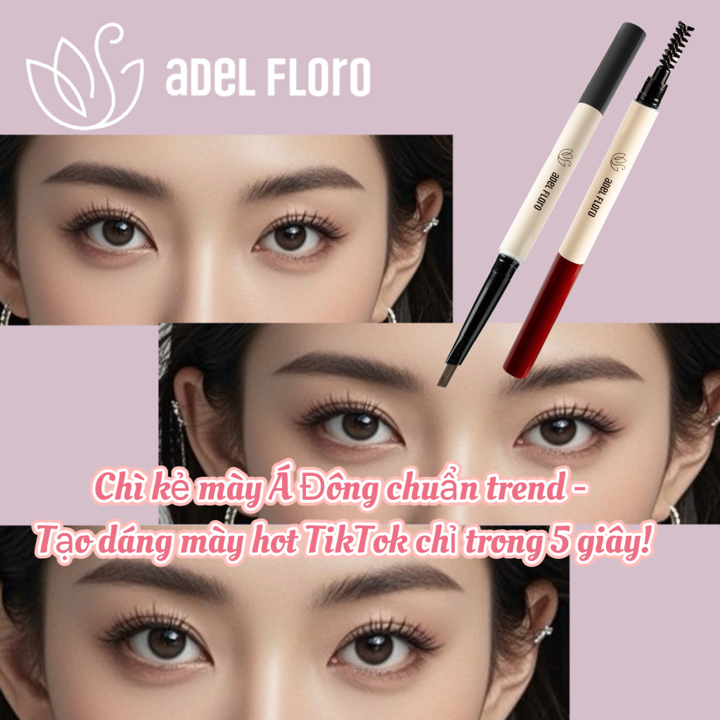 【Adel Floro】2in1 Bút Chì+Cọ Kẻ Lông Mày KHÔNG TRÔI NƯỚC💧- Phong Cách Hàn Quốc Tự Nhiên! - Giá Sốc! 💯