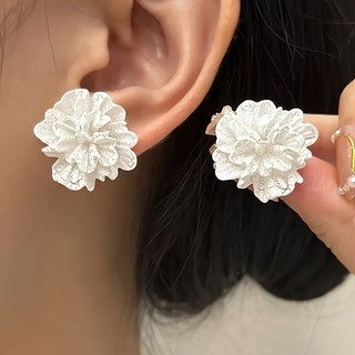 Bông Tai Hình Hoa Trà Trắng Đơn Giản Dễ Thương Phong Cách Nhật Hàn