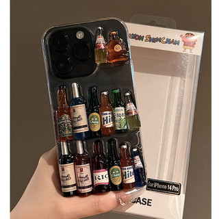 3D Whisky Chai Rượu Vang Đỏ Trong Suốt Xẻng Điện Thoại Dành Cho iPhone 17Promax 16Promax 16Pro 15Promax 15Plus 11 12 13 14 Pro Max Vỏ Di Động Chống Sốc