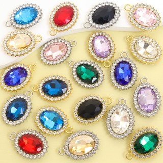 10 chiếc Kim cương giả lấp lánh khảm hợp kim kẽm quyến rũ hình bầu dục, Bông tai vòng cổ quyến rũ thanh lịch Váy đầu DIY Mặt dây chuyền hình học tinh tế - Lý tưởng cho các sự kiện trang trọng, tiệc tùng & tiệc tùng