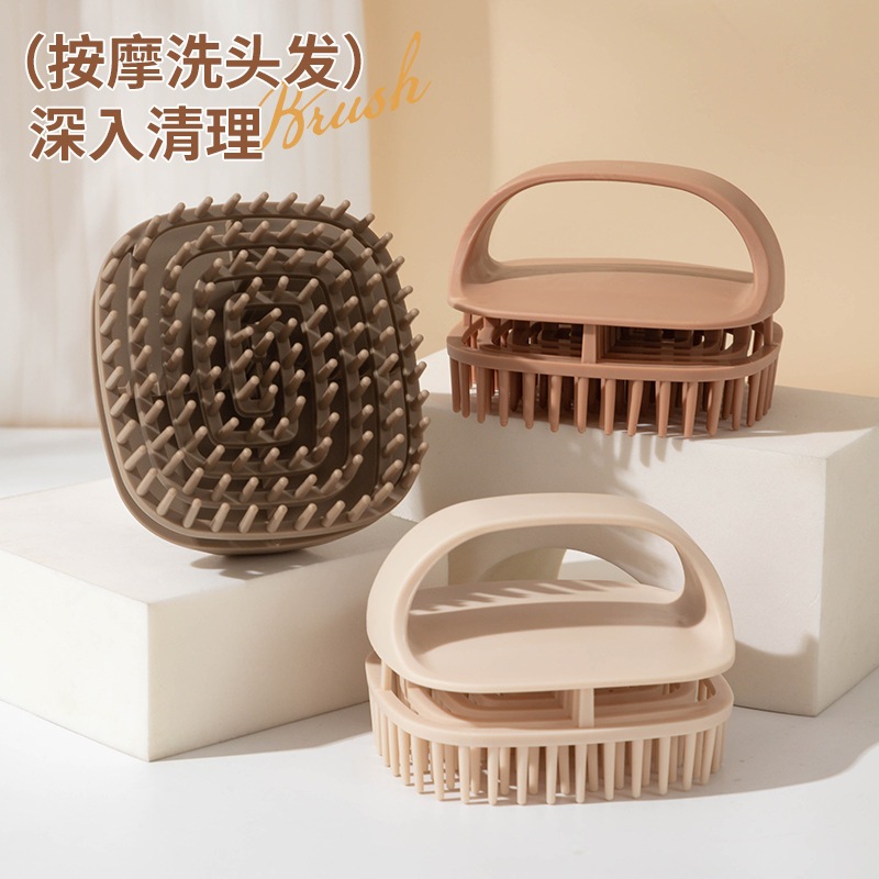 GVERLCRTN Dầu gội silicon Máy mát xa tóc da đầu Lược Massage Dầu gội Bàn chải Massage tắm Máy mát xa da đầu Bàn chải tắm tóc Dụng cụ chăm sóc lược [8C]