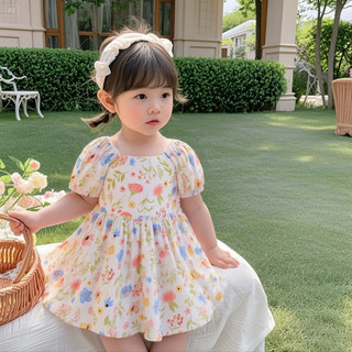 Váy bé gái MuyoNowo mùa hè Hàn Quốc, đầm dễ thương đa màu, chất cotton mềm mát thoáng khí