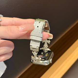 Dây đeo da cong trái tim cho Apple Watch Ultra 46 / 44 / 40 / 49 / 45 / 41 / 42 / 38 / 45mm iwatch Series Ultra / 10 / 9 / 8 / 7 / 6 / 5 / 4 / 3 / 2 / 1 / SE