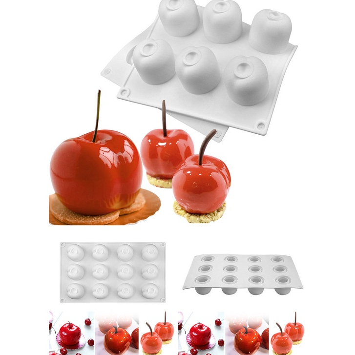 Khuôn Silicone 12 Ngăn Làm Bánh Hình Trái Cherry Xinh Xắn