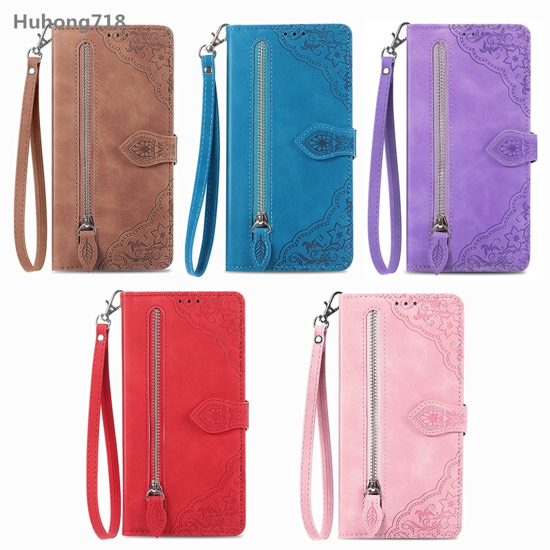 Dây Kéo Da PU Flip Cover Cho Infinix Hot 11 12 20 30 Play 50 Pro Plus 11S 20S 20i 30i 50i X6531 Smart 6 7 HD 8 9 4G Ốp Lưng Khe Cắm Thẻ Đứng Ví