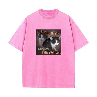 Tôi Không Nghĩ Vì Thế Tôi Không Phải Là Mèo Meme Áo Ngộ nghĩnh Nam Bông Tai Kẹp Rửa Vintage Đồ Họa Áo Unisex Cao Cấp Cotton
