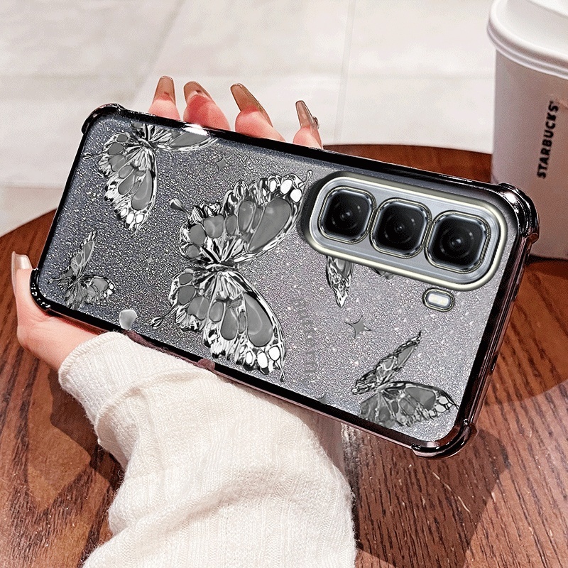Vỏ Bướm YBD Cho Infinix Hot 50 Pro Plus Hot 50 Pro + 4G X6880 Họa Tiết gợn Nước Cao Cấp Mạ Vàng