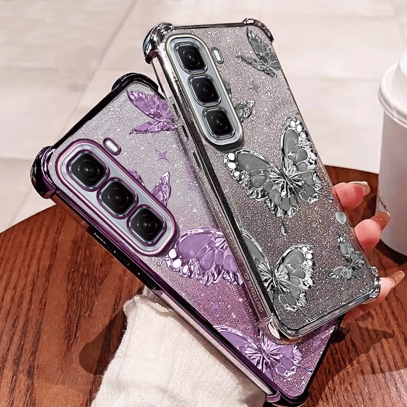 Vỏ Bướm YBD Cho Infinix Hot 50 Pro Plus Hot 50 Pro + 4G X6880 Họa Tiết gợn Nước Cao Cấp Mạ Vàng