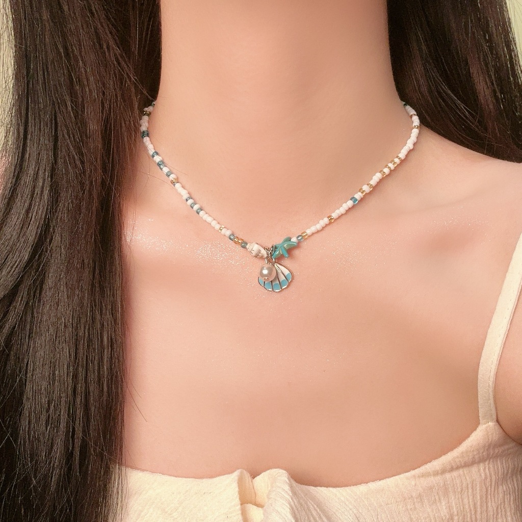 Vòng cổ ốc xà cừ hình sao biển mùa hè thời trang dành cho nữ