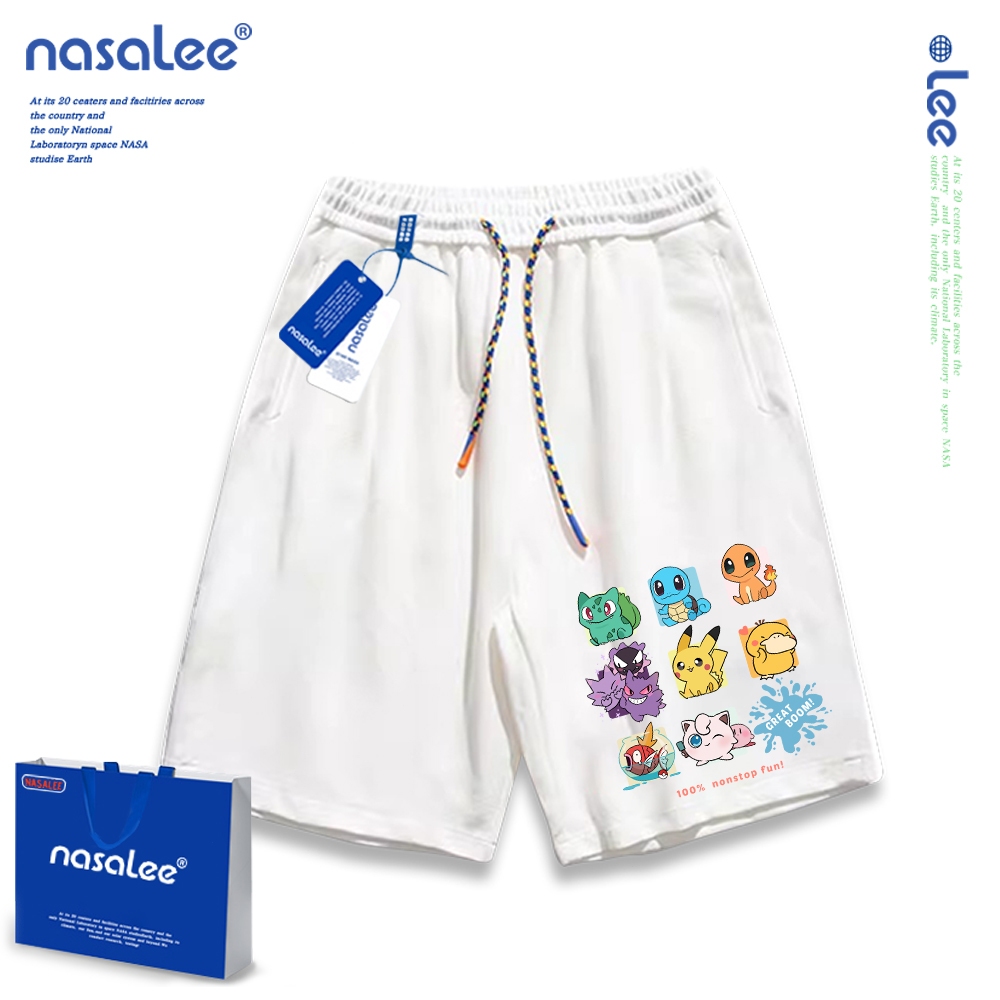 Quần short trẻ em NASA Cotton nguyên chất Thiết kế họa tiết Pokémon Thời trang thoải mái