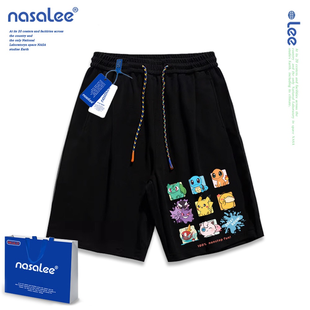 Quần short trẻ em NASA Cotton nguyên chất Thiết kế họa tiết Pokémon Thời trang thoải mái