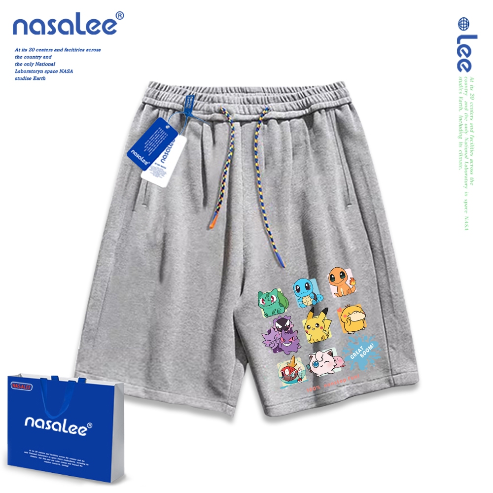 Quần short trẻ em NASA Cotton nguyên chất Thiết kế họa tiết Pokémon Thời trang thoải mái
