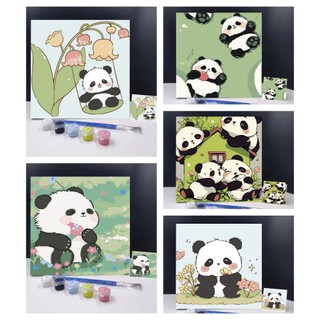 MOZI Tranh tô màu số hóa 40x50cm/30x40cm, động vật hoạt hình gấu trúc, tranh sơn dầu DIY sáng tạo