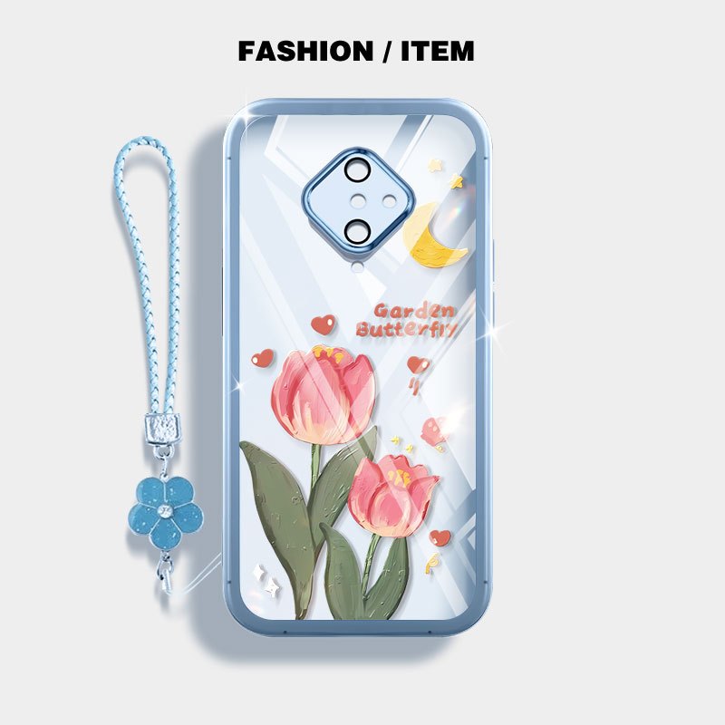 Ốp Điện Thoại YBD Cho Vivo S1 Pro 1920 Y51 Y31 Y51A Y51S Y53S V2030 V2036 V2031 Hoa Tulip Vỏ Đáy Trong Suốt Hoàn Toàn