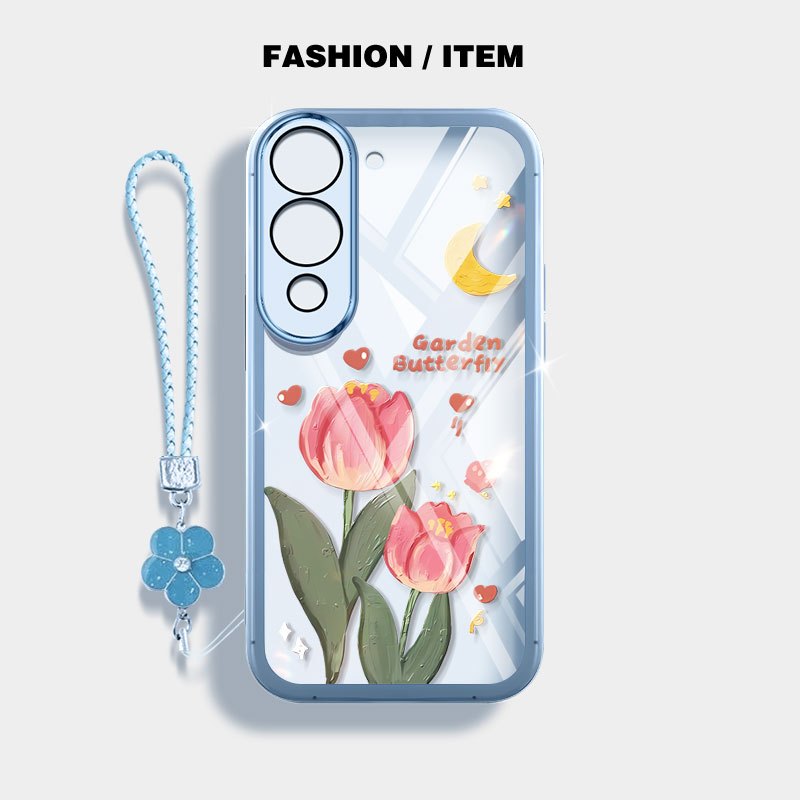 Ốp Điện Thoại YBD Cho Vivo Y50 5G Y19S Y29 Y04 Y29S Y19E 4G 5G Hoa Tulip Vỏ Đáy Trong Suốt Hoàn Toàn