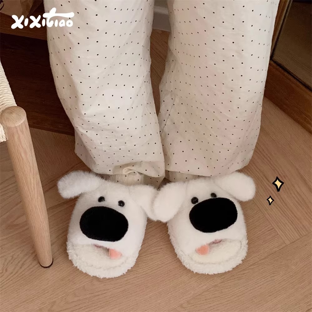 Xixitiao Cotton Dép Chó Con Nam Nữ Thường Ngày Trong Nhà Ấm Áp Cặp Đôi