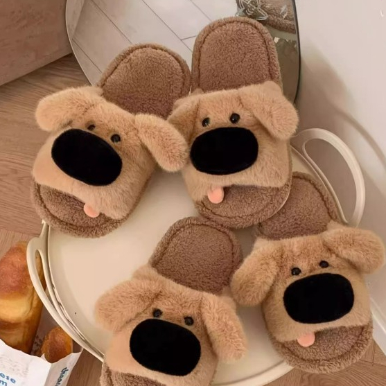 Xixitiao Cotton Dép Chó Con Nam Nữ Thường Ngày Trong Nhà Ấm Áp Cặp Đôi
