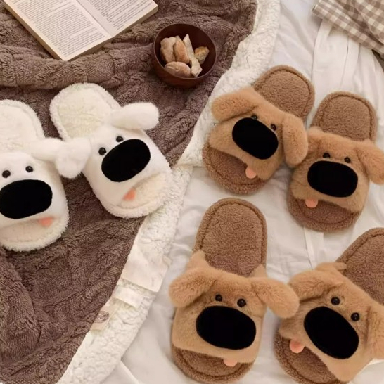 Xixitiao Cotton Dép Chó Con Nam Nữ Thường Ngày Trong Nhà Ấm Áp Cặp Đôi