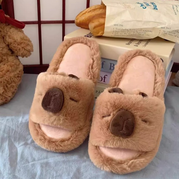 Xixitiao Dép Cotton Dễ Thương Kapibara Nữ Thu Đông Phòng Ngủ Học Sinh Giữ Ấm