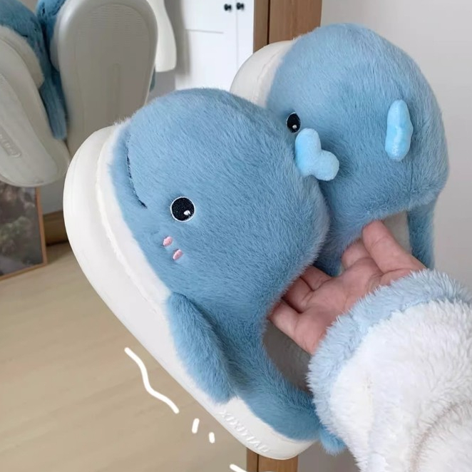 Xixitiao Dép Cotton Bé Trai Bé Gái Trẻ Em Hoạt Hình Thu Đông Nhà Lông Cừu Lót Giữ Ấm