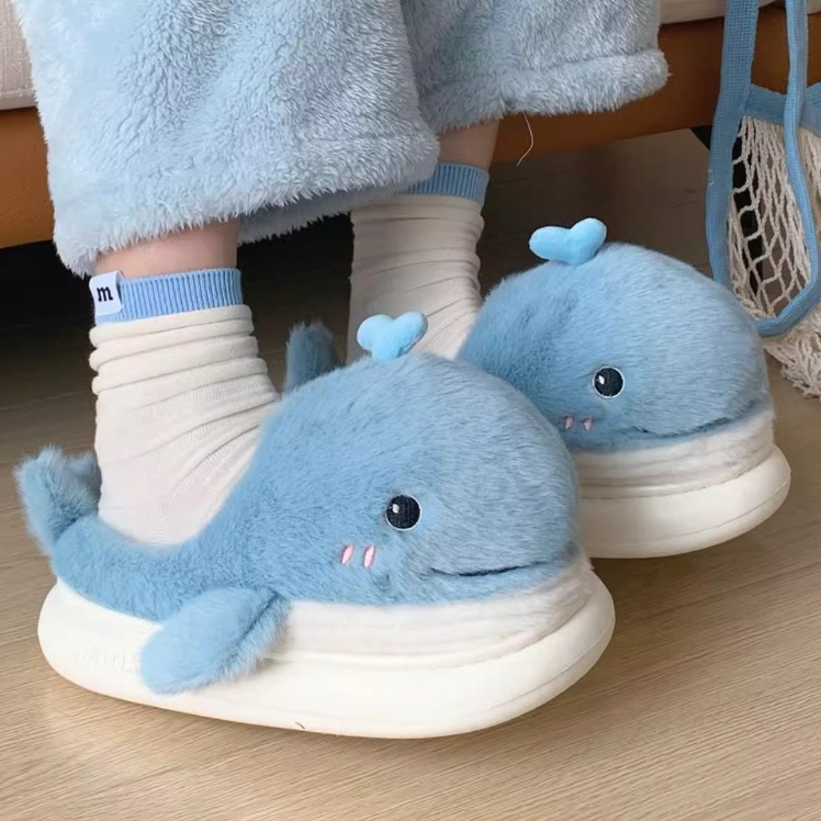 Xixitiao Dép Cotton Bé Trai Bé Gái Trẻ Em Hoạt Hình Thu Đông Nhà Lông Cừu Lót Giữ Ấm