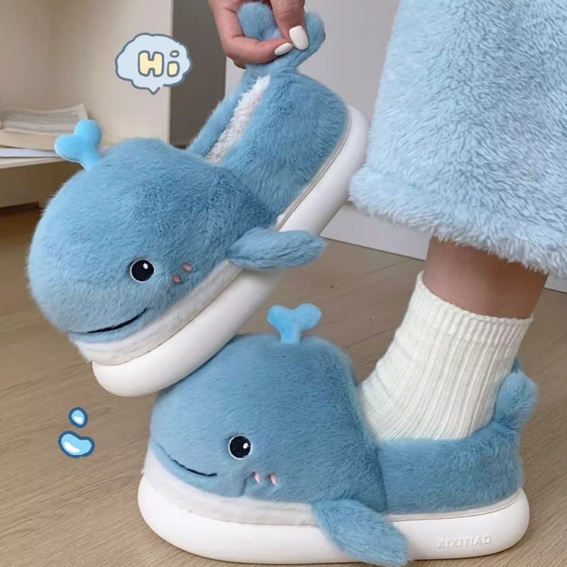 Xixitiao Dép Cotton Bé Trai Bé Gái Trẻ Em Hoạt Hình Thu Đông Nhà Lông Cừu Lót Giữ Ấm