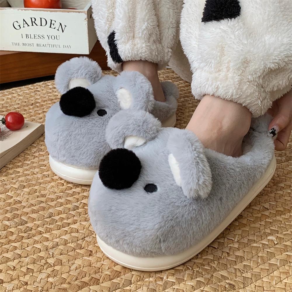 Xixitiao Dép Cotton Dễ Thương Koala Sang Trọng Sang Trọng Bé Trai Bé Gái Ấm Áp Cặp Đôi Nhà