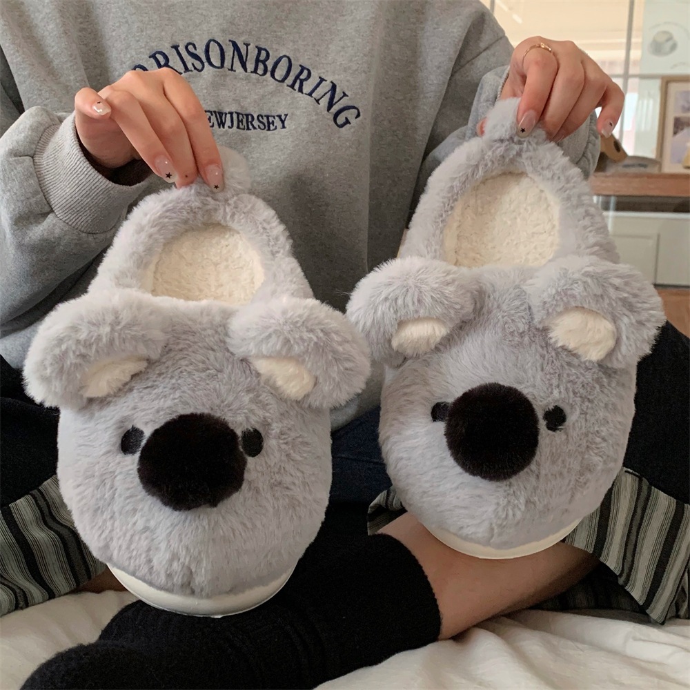 Xixitiao Dép Cotton Dễ Thương Koala Sang Trọng Sang Trọng Bé Trai Bé Gái Ấm Áp Cặp Đôi Nhà