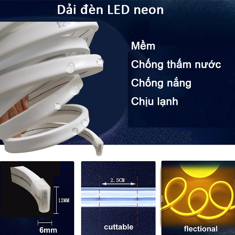 Dải đèn LED Neon 24 giờ 5 / 10 / 15 / 20M 220V (Nguồn điện miễn phí), Dải đèn LED trang trí chống nước, Trang trí Logo, Bao bì cây thông Noel ngày lễ | BigBuy360 - bigbuy360.vn