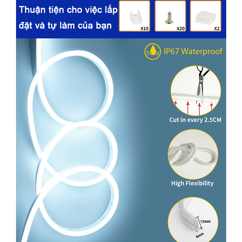 Dải đèn LED Neon 24 giờ 5 / 10 / 15 / 20M 220V (Nguồn điện miễn phí), Dải đèn LED trang trí chống nước, Trang trí Logo, Bao bì cây thông Noel ngày lễ | BigBuy360 - bigbuy360.vn