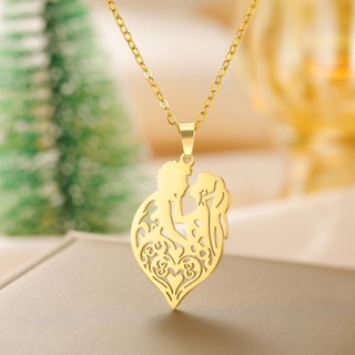 Vòng cổ bằng thép không gỉ SKYRIM có mặt dây chuyền hình trái tim, trang sức ngọt ngào lãng mạn cho cặp đôi