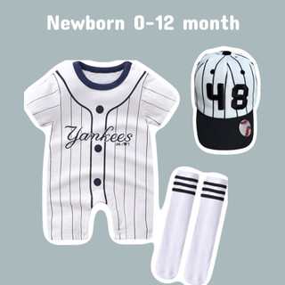 Bộ áo liền quần mùa hè mềm mại và thoải mái 100% Cotton hoạt hình dễ thương cho bé trai (0-24 tháng