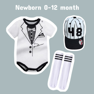 Bộ áo liền quần mùa hè mềm mại và thoải mái 100% Cotton hoạt hình dễ thương cho bé trai (0-24 tháng