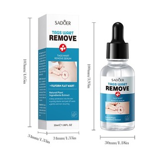 SADOER Mụn cóc Loại bỏ Serum 30ml Skin Tag Remover Warts Dung dịch kháng khuẩn Da mịn Mặt cơ thể Mục đích chung
