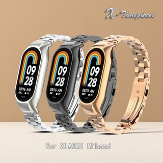 Dây đeo kim loại cho Xiaomi MiBand 10 / 9 / 8 / 7 / 6 / 5 / 4 / 3 Dây đeo thông minh Xiaomi 9 / 8 Active Pro, Dây đeo đồng hồ thể thao mềm thay thế bằng thép không gỉ chống nước