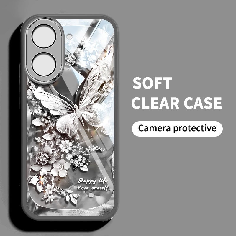 Vỏ YBD Cho Redmi A5 Turbo 4 Pro Xiaomi POCO F7 5G POCO C71 Tranh Sơn Dầu Động Vật Và Ngọc Trai Bướm Vỏ Điện Thoại