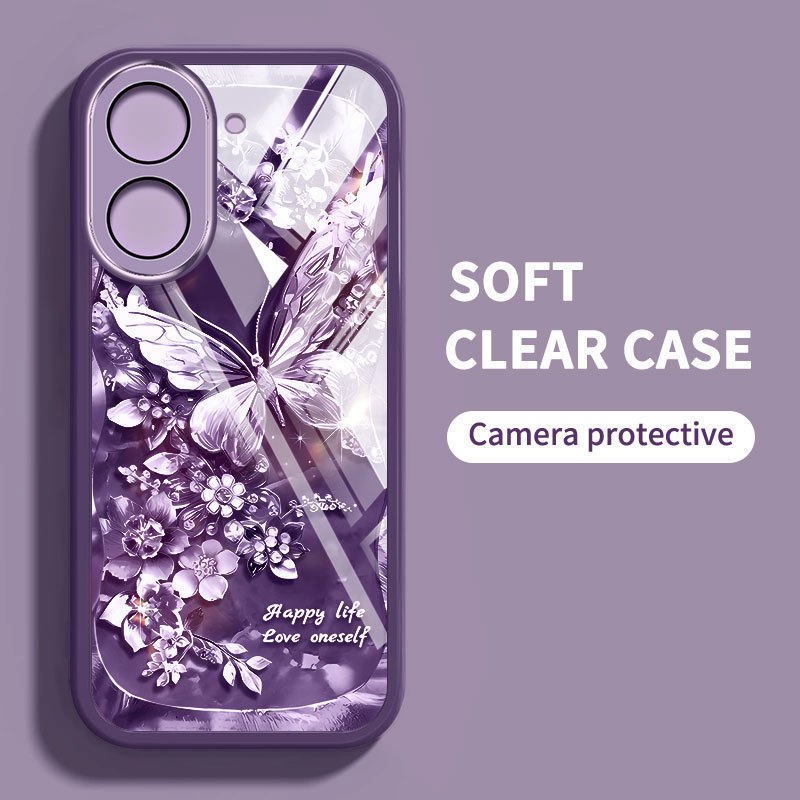Vỏ YBD Cho Redmi A5 Turbo 4 Pro Xiaomi POCO F7 5G POCO C71 Tranh Sơn Dầu Động Vật Và Ngọc Trai Bướm Vỏ Điện Thoại