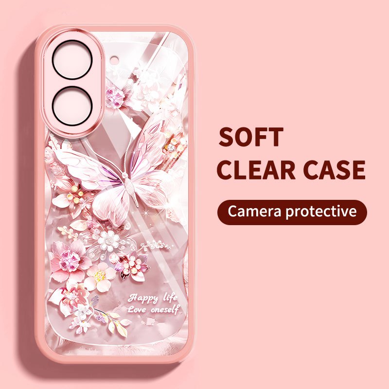 Vỏ YBD Cho Redmi A5 Turbo 4 Pro Xiaomi POCO F7 5G POCO C71 Tranh Sơn Dầu Động Vật Và Ngọc Trai Bướm Vỏ Điện Thoại
