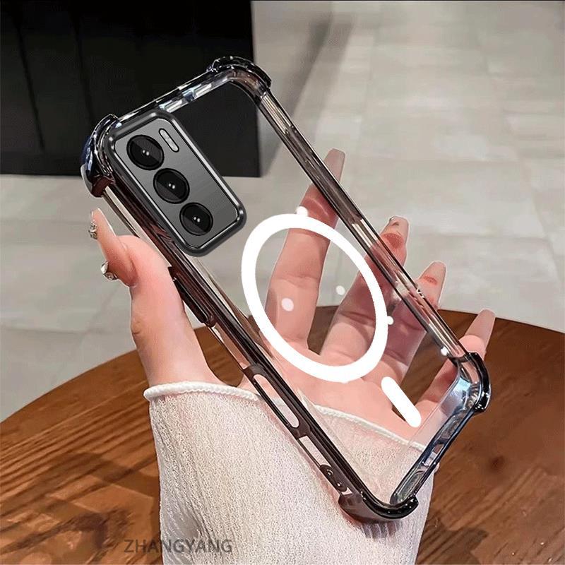 Ốp Lưng Cho Realme C75 Chức Năng Hút Từ Tính Thẩm Mỹ Thiết Kế Mới Vỏ Điện Thoại Chống Sốc Bốn Góc Mạ Điện Ốp Lưng Mềm TPU Trong Suốt Độ Nét Cao