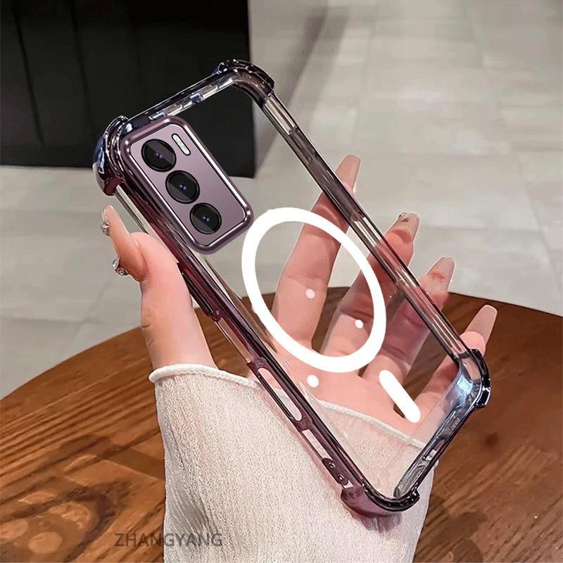 Ốp Lưng Cho Realme C75 Chức Năng Hút Từ Tính Thẩm Mỹ Thiết Kế Mới Vỏ Điện Thoại Chống Sốc Bốn Góc Mạ Điện Ốp Lưng Mềm TPU Trong Suốt Độ Nét Cao