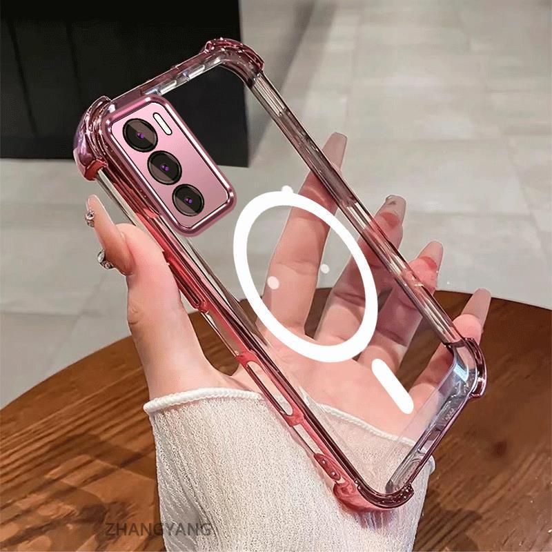 Ốp Lưng Cho Realme C75 Chức Năng Hút Từ Tính Thẩm Mỹ Thiết Kế Mới Vỏ Điện Thoại Chống Sốc Bốn Góc Mạ Điện Ốp Lưng Mềm TPU Trong Suốt Độ Nét Cao